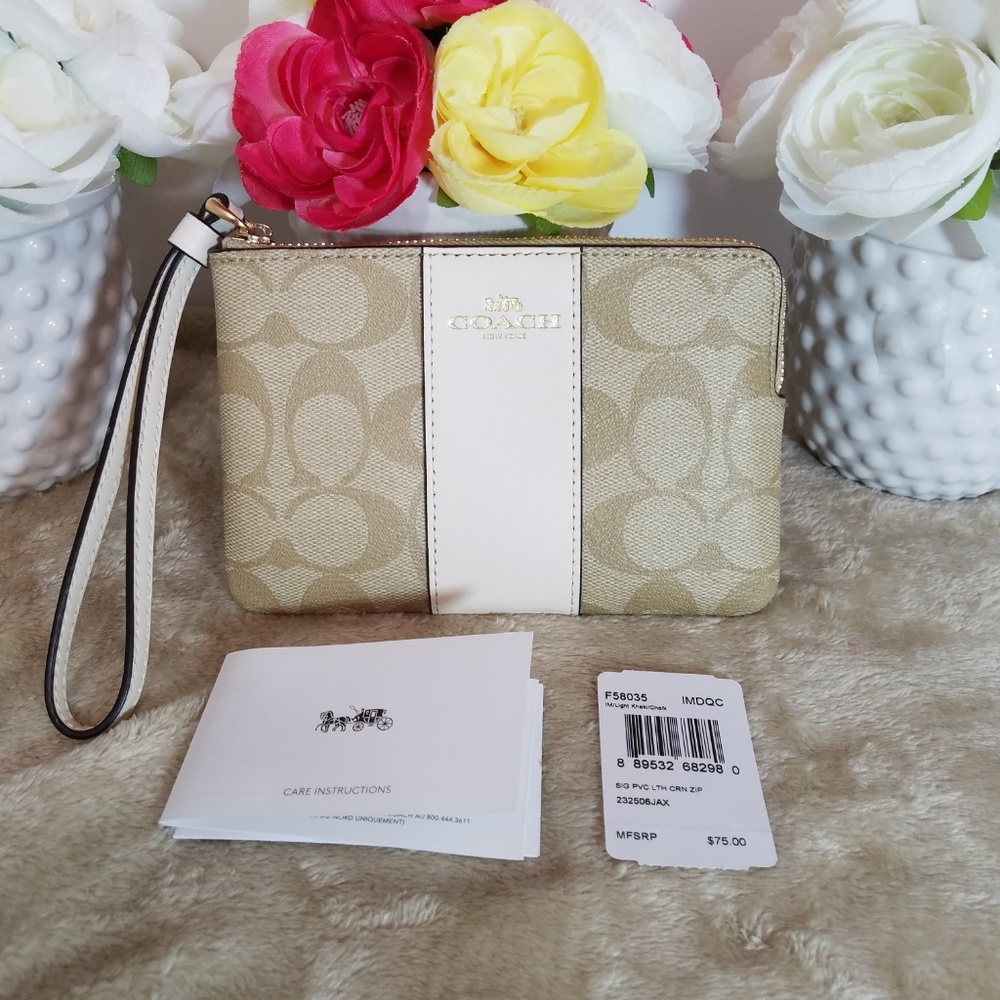 COACH NEW Women's Wristlet Signature Clutch Coach NWT White - Picture 5 of 7